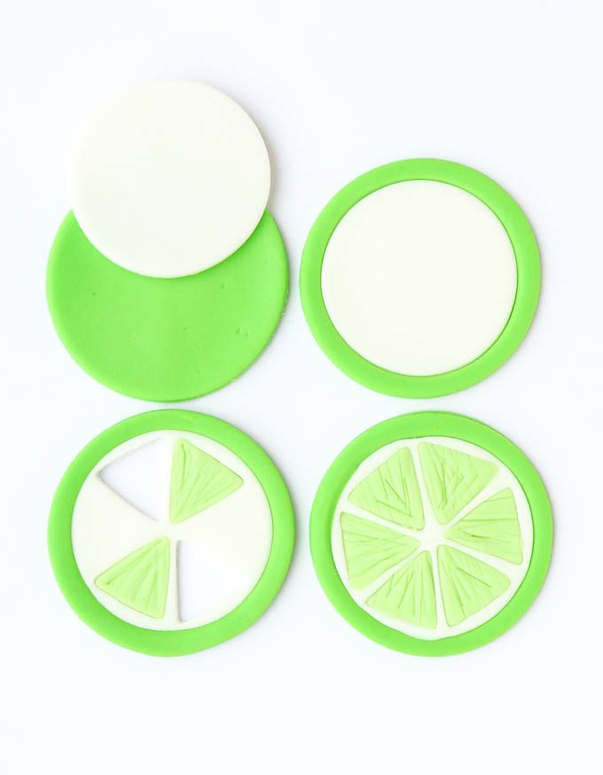 fondant limes for lime cupcakes
