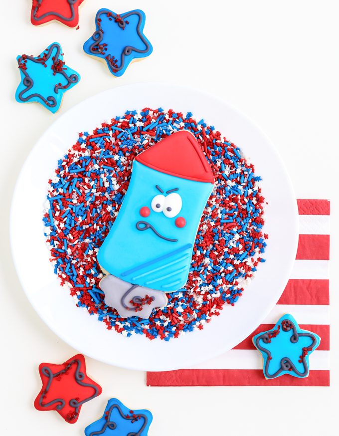 Firework cookies and patriotic sprinkles.