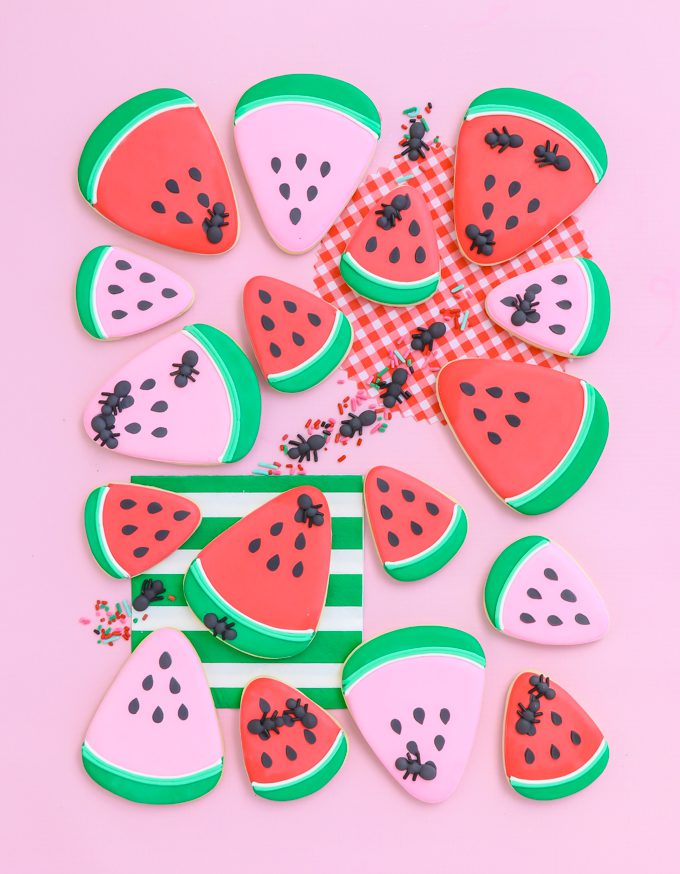 watermelon cookies with icing ants