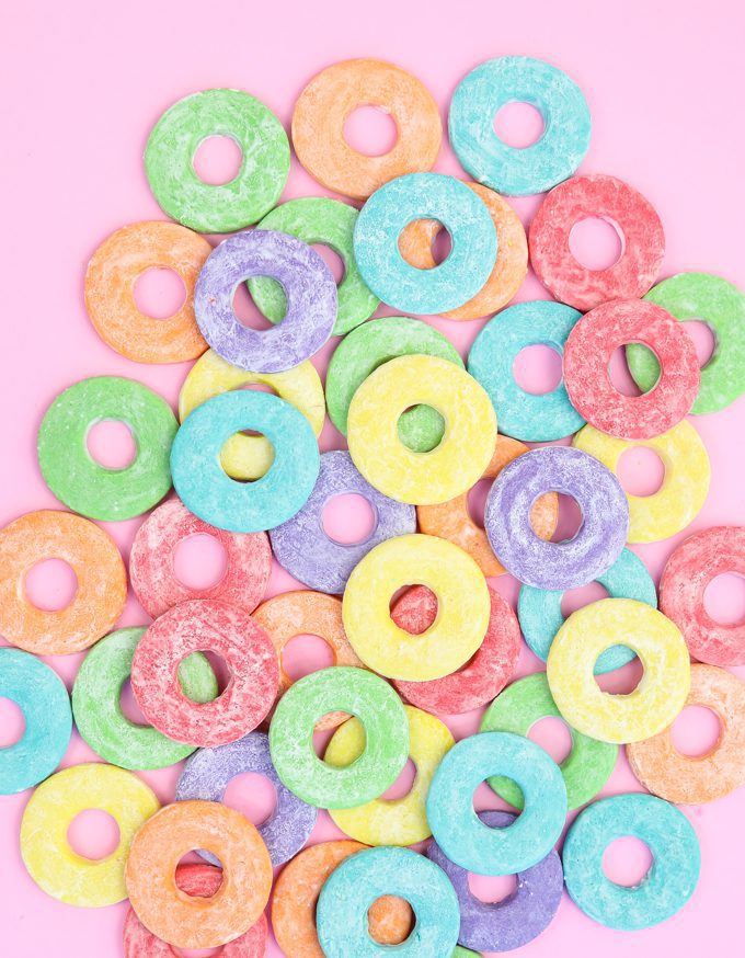 from loop sugar cookies on pink backdrop