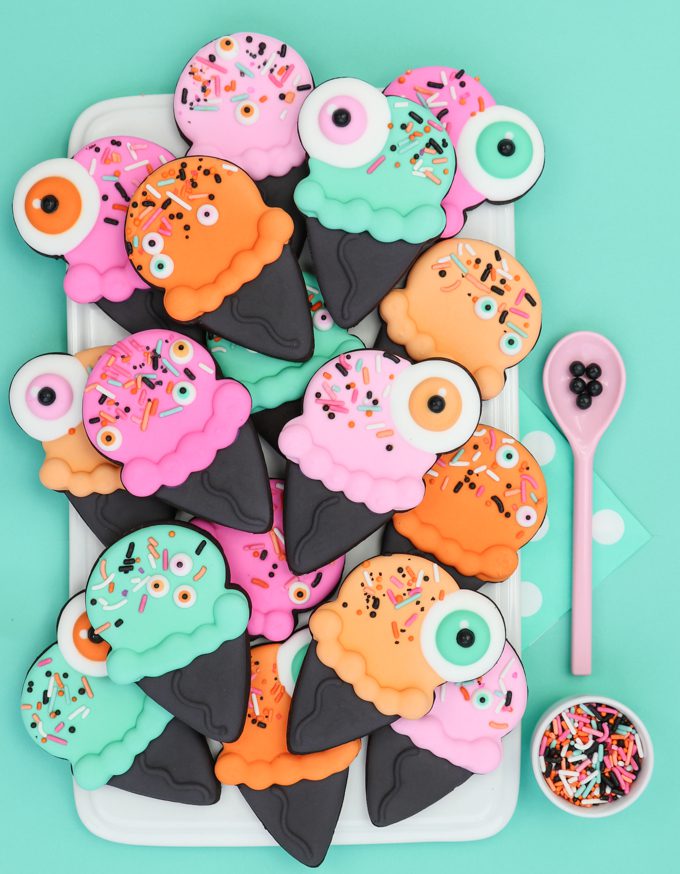 eyescream halloween cookies on platter