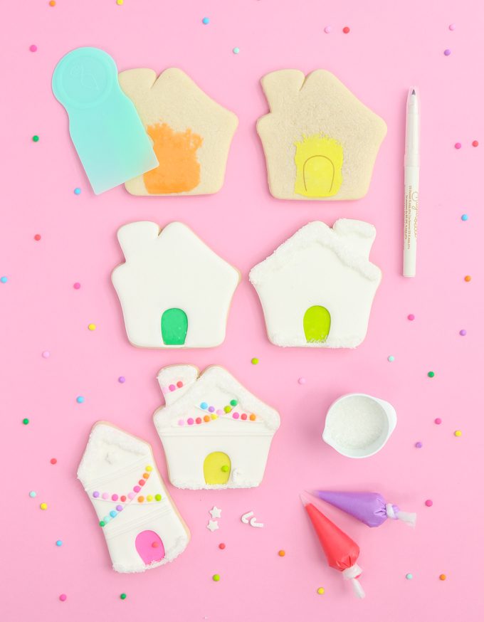 step by step funfetti gingerbread village cookies 