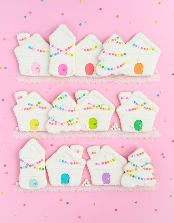 funfetti white + rainbow gingerbread sugar cookie village