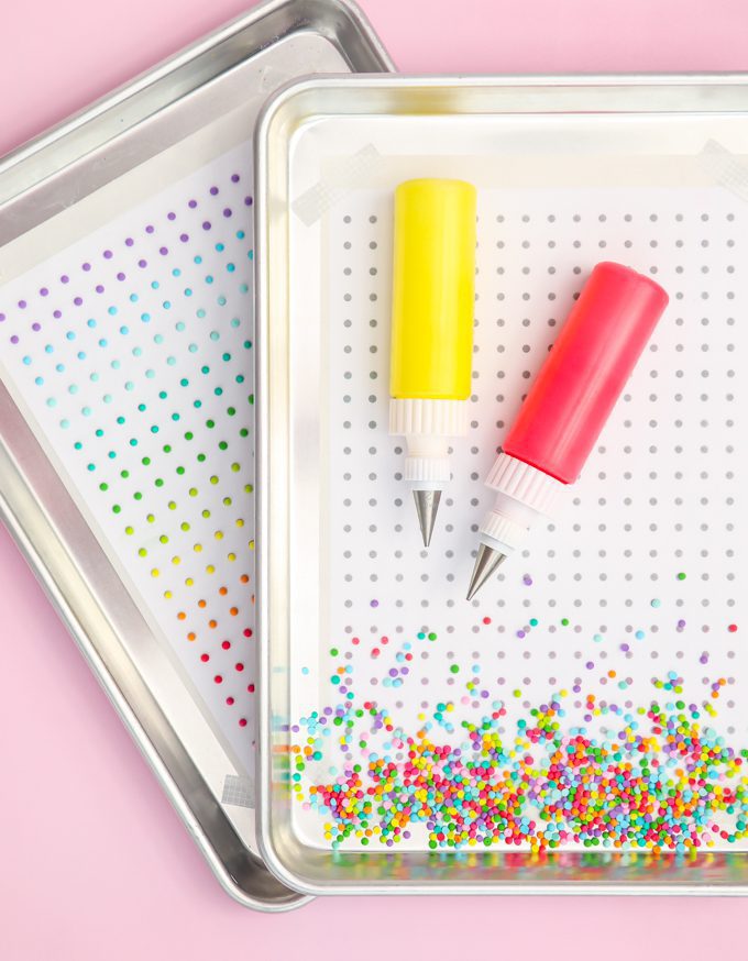 cookie sheets with homemade sprinkles and templates
