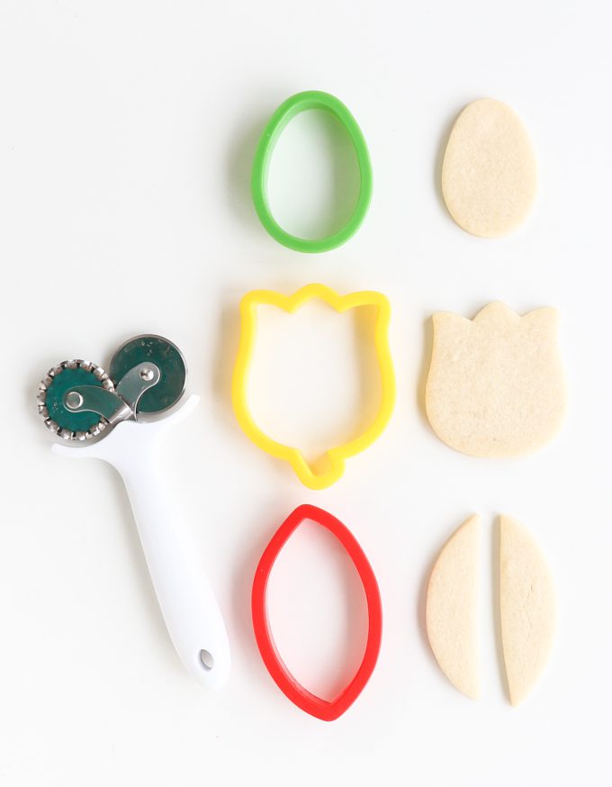 Cutters and tool to make tulip cookies. 