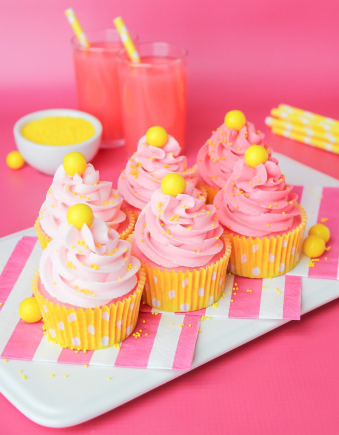 Pink Lemonade Cupcakes With Pink Lemonade Frosting