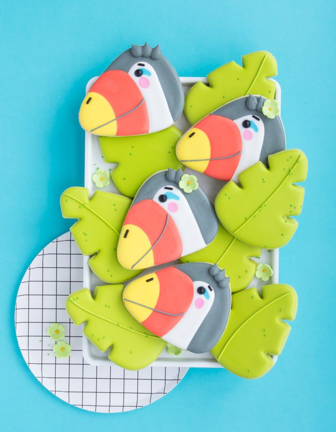 How to make toucan cookies without a bird cookie cutter.