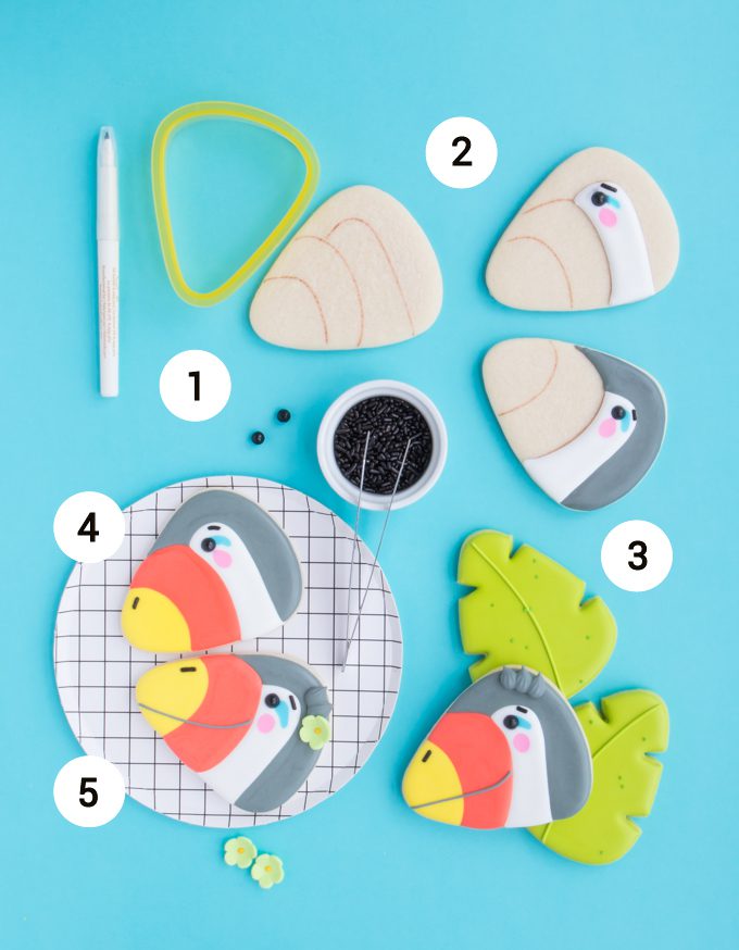 How to make toucan cookies without a bird cookie cutter.