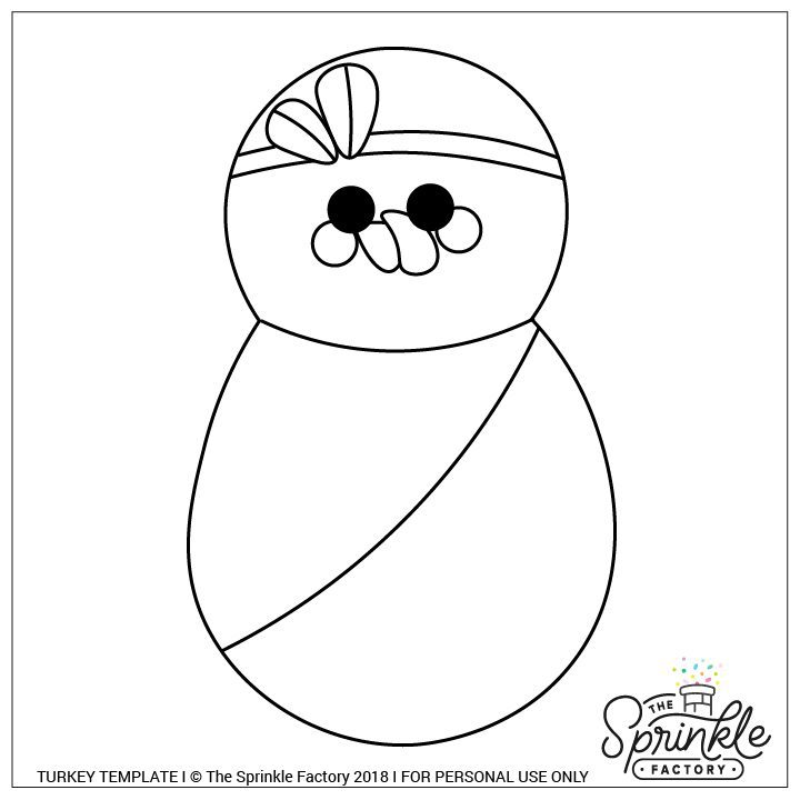 FREE baby turkey cookie template
