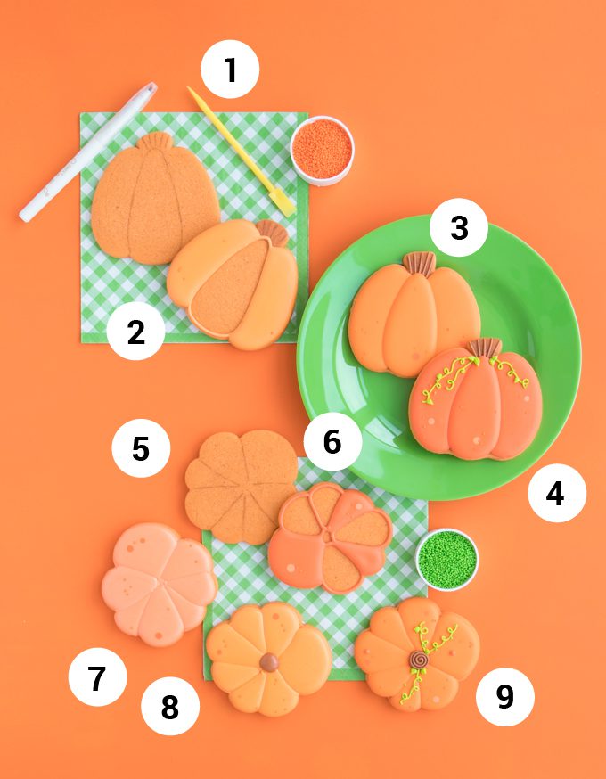 Decorated Pumpkin Cookies  + FREE Pumpkin Template