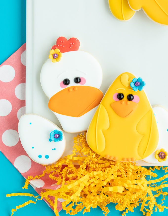 Chicken Cookies Using An Easter Basket Cookie Cutter