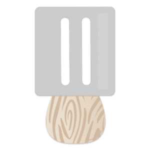 Clipart of a silver grey spatula with wood brown handle.