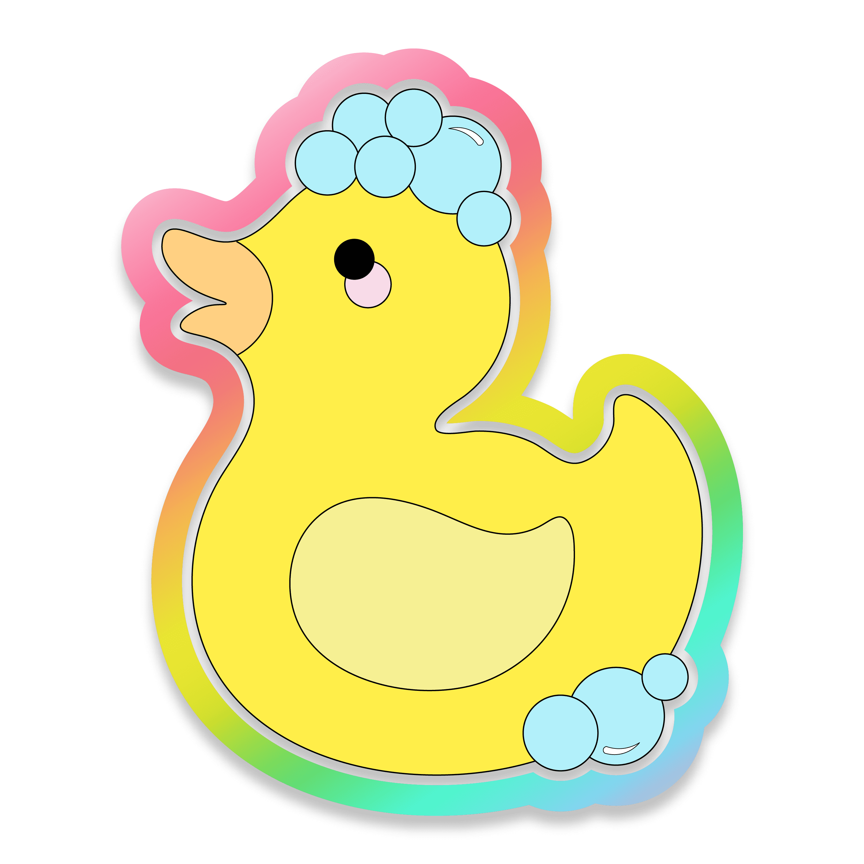 Digital image of yellow rubber ducky with bubbles cookie cutter.