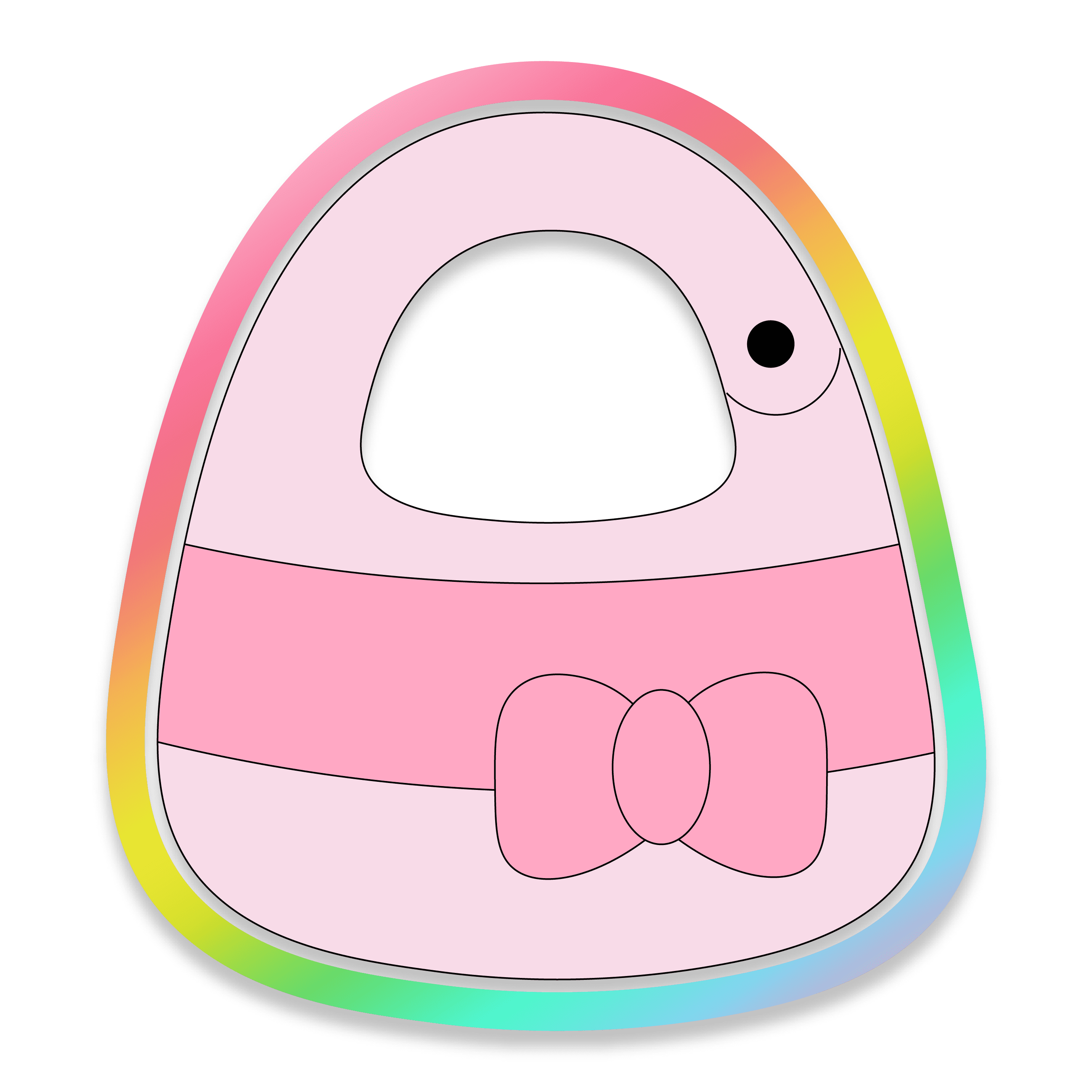 Digital drawing of pink baby bib cookie cutter.