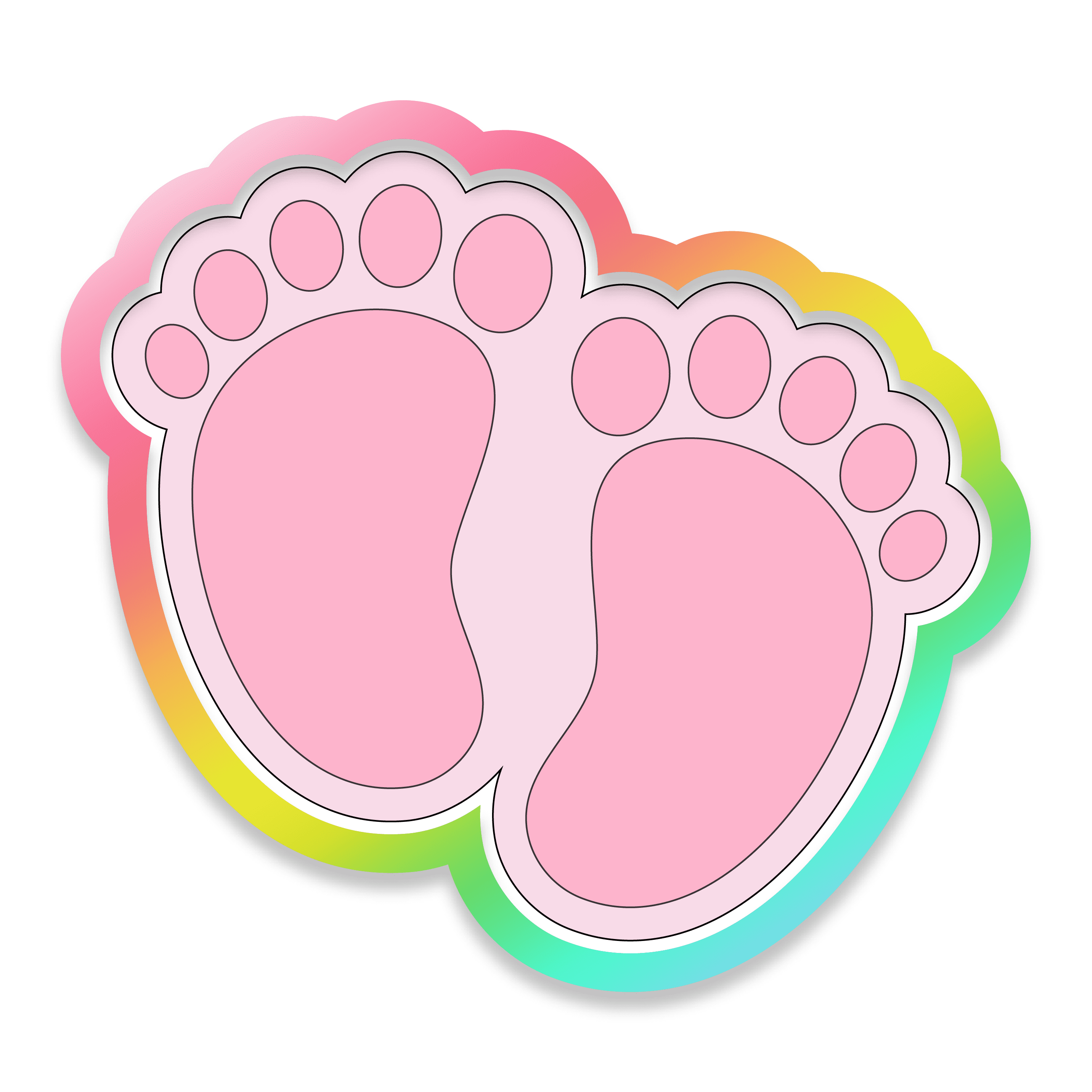 Digital Drawing of Pink Baby Feet Cookie Cutter