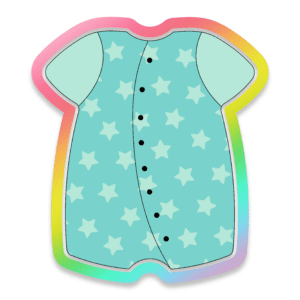 Digital Drawing of Mint Baby Playsuit with Stars Cookie Cutter