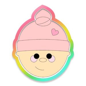 Digital image of baby with knotted hat cookie cutter.