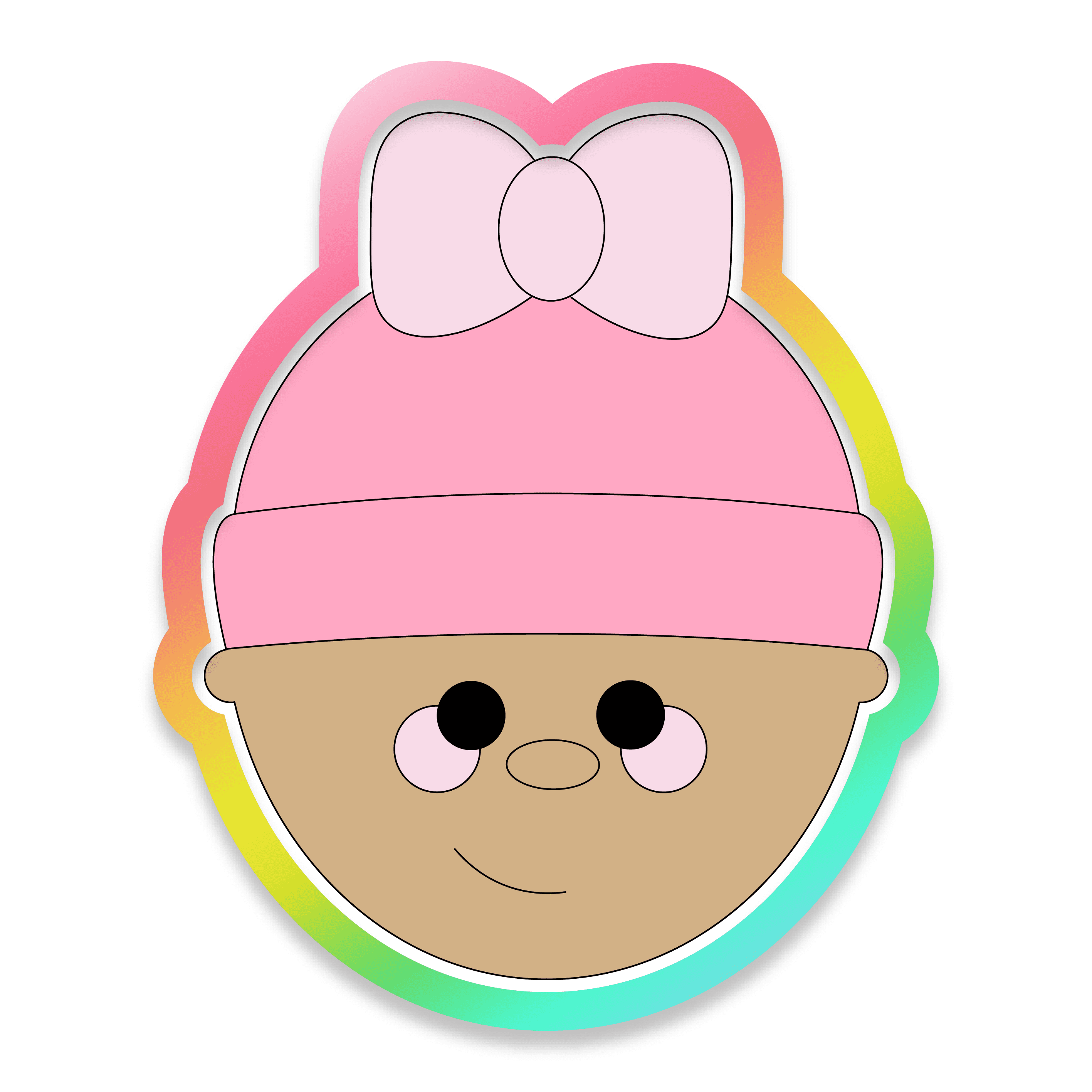 Digital Drawing of a Baby with a Pink Hat and a Bow