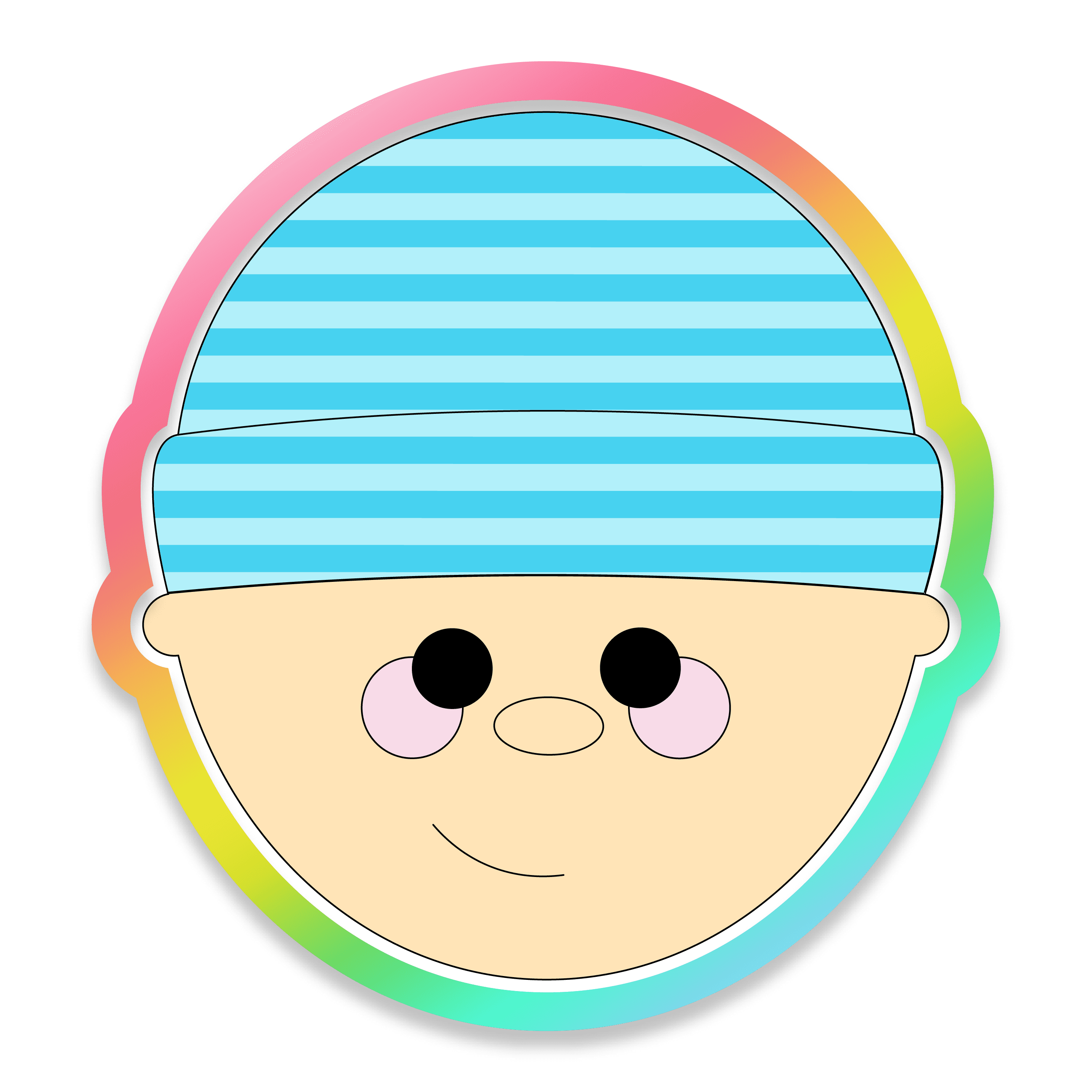 Digital Drawing of a Baby with a Blue Stripped Hat