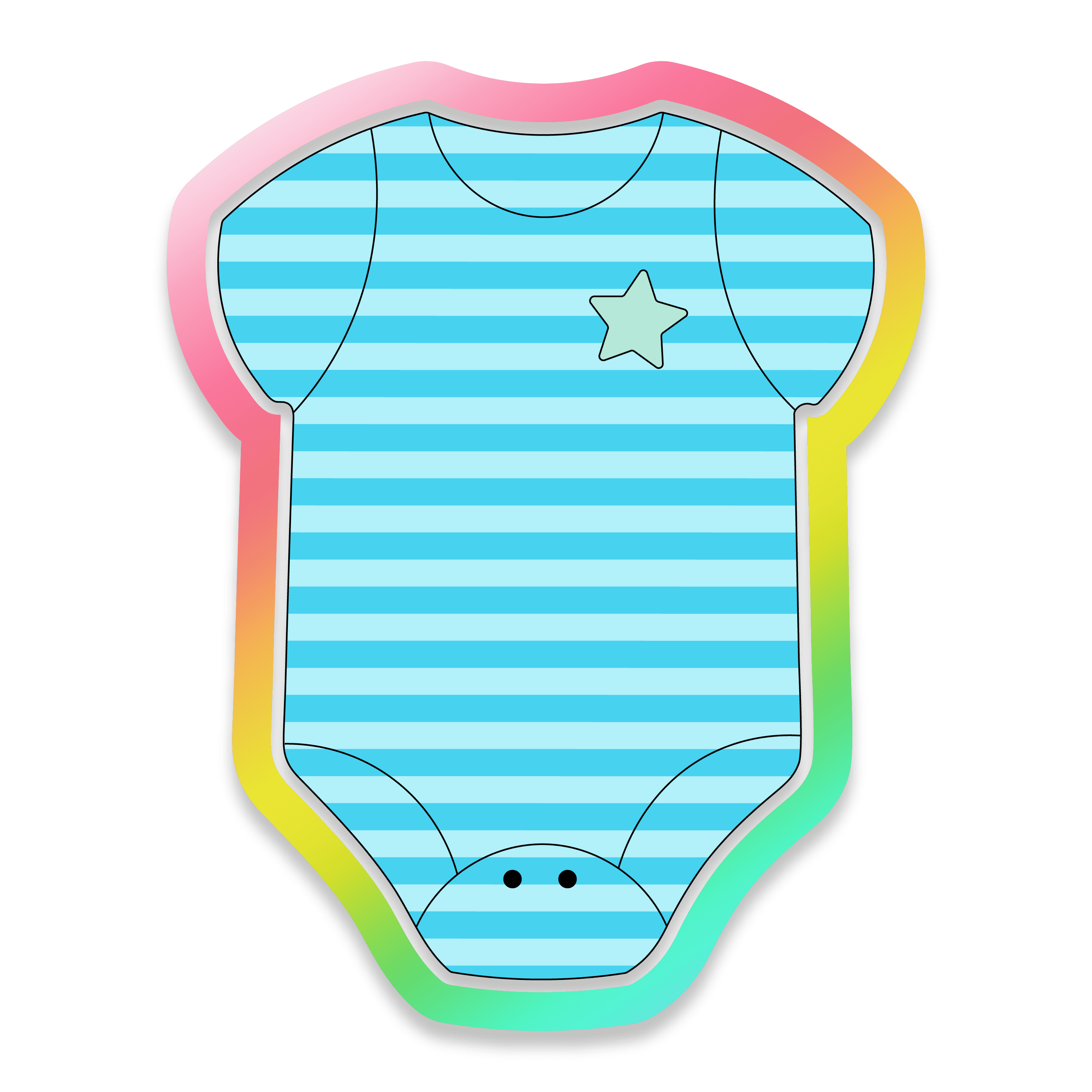 Digital Drawing of a Striped Blue Baby One Piece Cookie Cutter