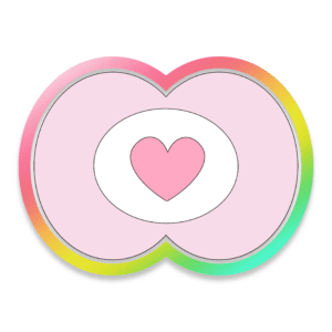 Digital image of pink paci cookie cutter with a heart on the center.