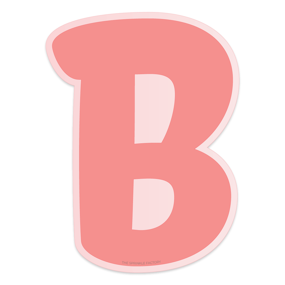 Clipart of a pink capital letter B with an offset light pink background.