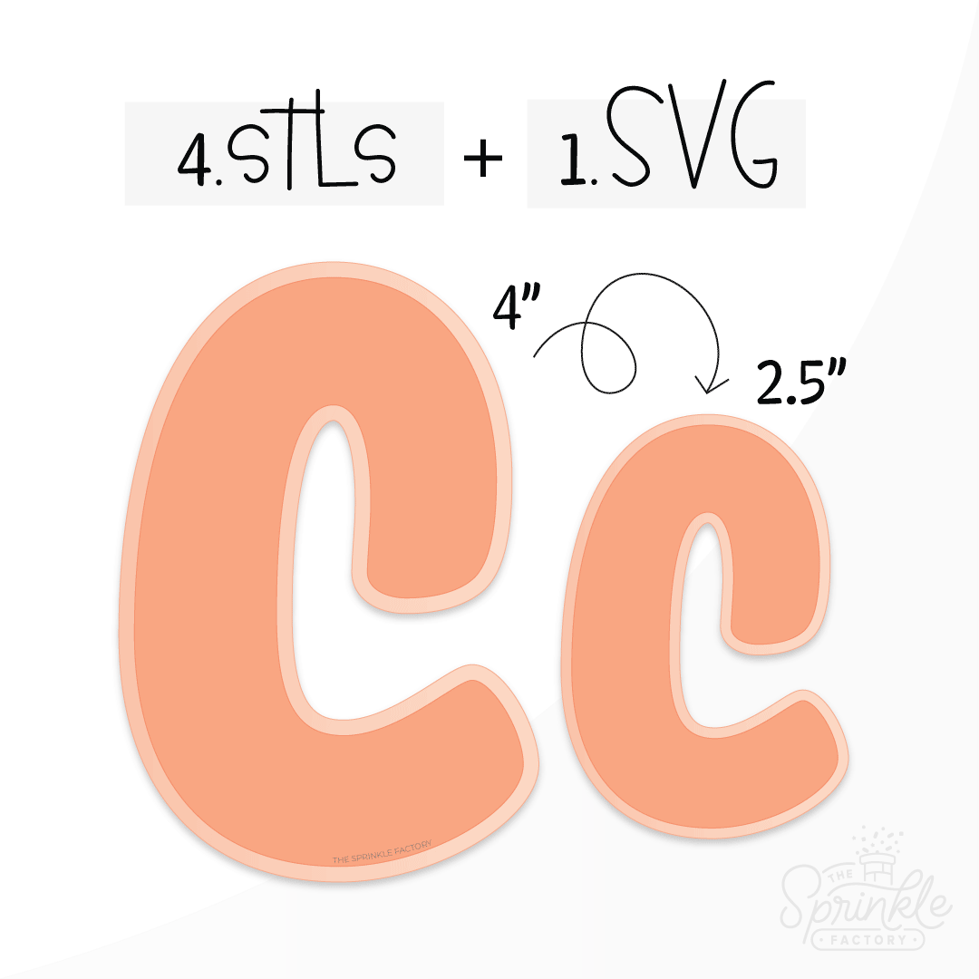 Image of an orange capital letter C with an offset light orange background.