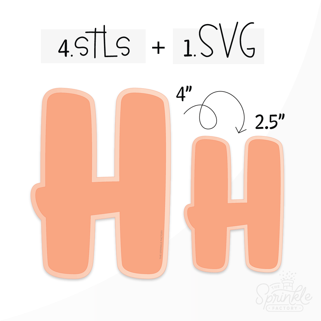 Image of an orange capital letter H with an offset light orange background.