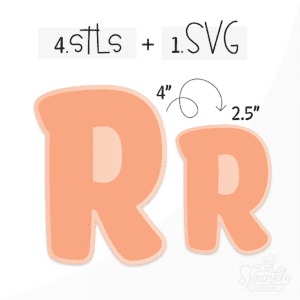 Image of an orange capital letter R with an offset light orange background.