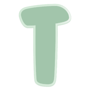 Clipart of a green capital letter T with an offset light green background.