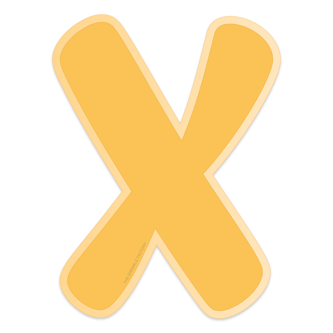 Clipart of a yellow capital letter X with an offset light yellow background.