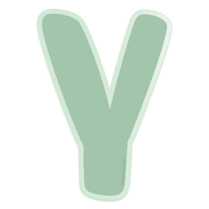 Clipart of a green capital letter Y with an offset light green background.
