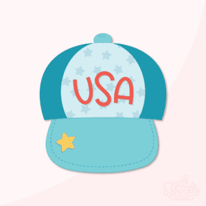 Clipart of a two toned blue baseball hat with USA written in red on the front.