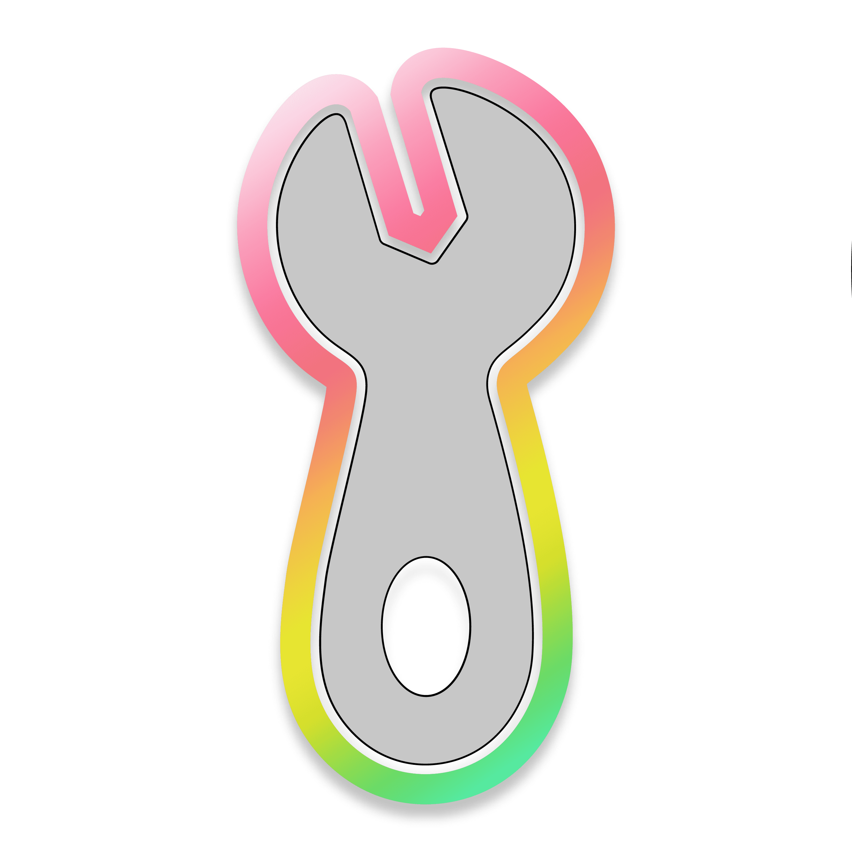 Digital Drawing of a Gray Wrench Cookie Cutter
