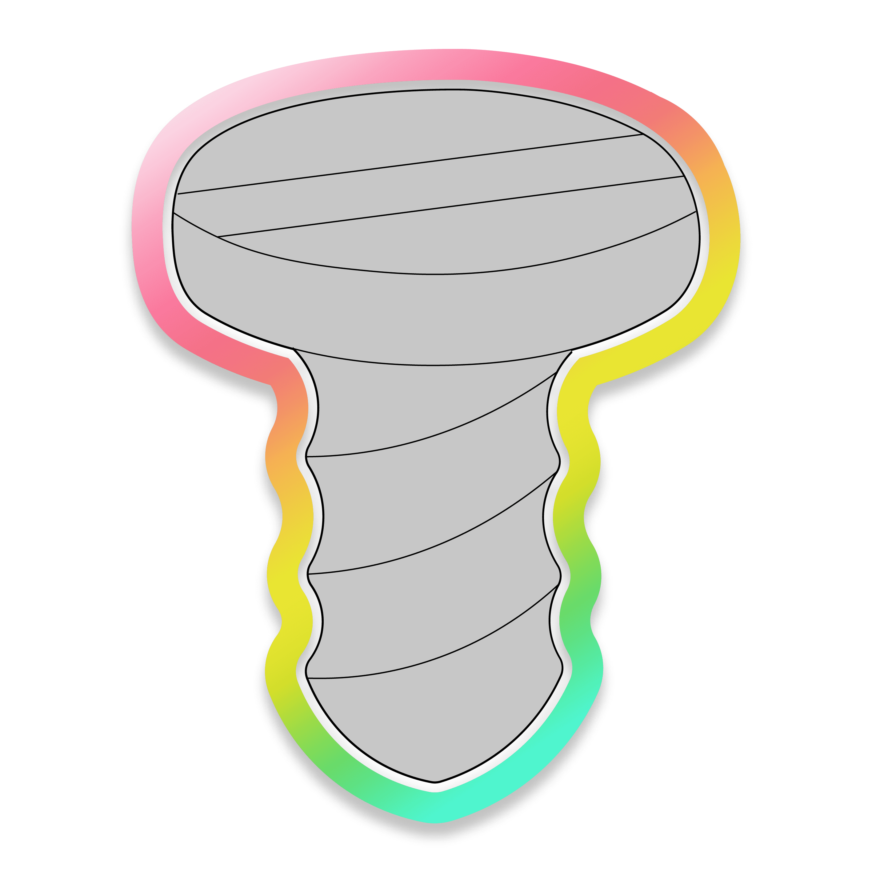 Digital Drawing of a Gray Screw Cookie Cutter