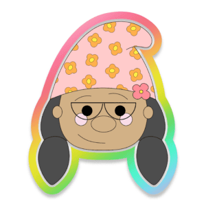 Digital Drawing of a Gnome with Black Pigtails and Glasses Wearing a Hat with Flowers on it Cookie Cutter
