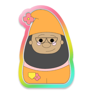 Digital Drawing of a Gnome with a Beard Wearing an Orange Hat and an Orange and Pink Outfit Cookie Cutter