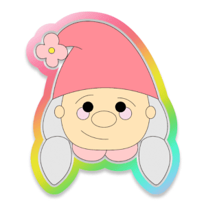Digital Drawing of a Gnome with Gray Pigtails and a Pink Hat Cookie Cutter