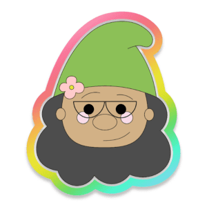 Digital Drawing of a Gnome Face with a Black Beard and Glasses Wearing a Green Hat Cookie Cutter