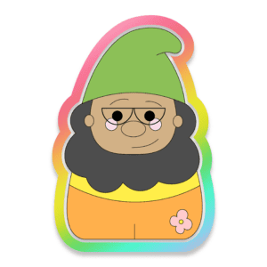 Digital Drawing of a Gnome with a Beard and Glasses Wearing a Green Hat