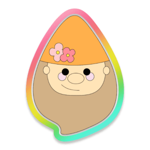 Digital Drawing of a Gnome with a Blonde Beard and an Orange Hat with Flowers on it Cookie Cutter