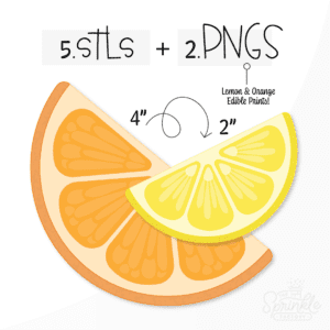 Clipart of a yellow lemon slice and an orange orange slice.