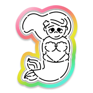 Digital image of a black and white mermaid PYO cookie cutter.