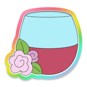 Floral Stemless Wine Glass Cookie Cutter 3D Download