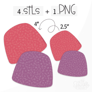 Clipart of 2 gumdrops stacked in dark pink and purple with a sugar texture.