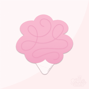Clipart of pink cotton candy on a white paper cone.