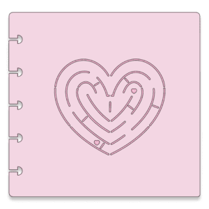 Image of pink stencil with heart maze.