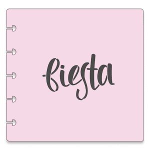 Image of a pink stencil with the word fiesta in the center.