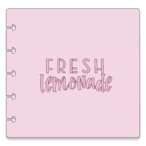 Image of a pink stencil with the words fresh lemonade on it.