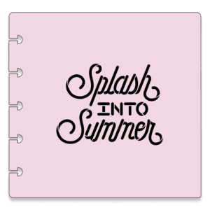 Image of a pink stencil with splash into summer.